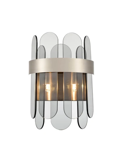 Aplică JH-20128-2 D20+H32cm,G9x2,Stainless+Glass,Smoke gray+chrome LuminaLed