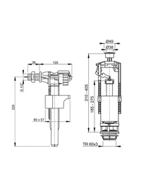 Alcaplast set mecanism WC 6l (alim.laterală) SA2000 1/2 2