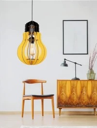 Suspensie AMPUL 1xE27 Yellow lemn Begusa 2