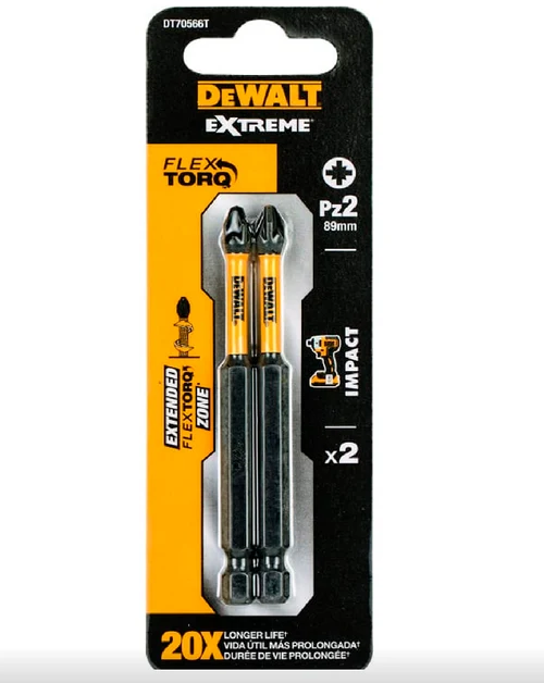 Набор бит для торсионной отвертки DeWALT DT70566T PZ2 89 мм (2 шт.)