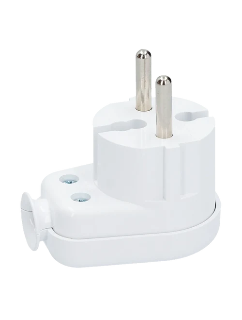 Угловая вилка с заземлением WT-16U BI Uni-Schuko, 250V 16A белая 20шт/кор TIMEX