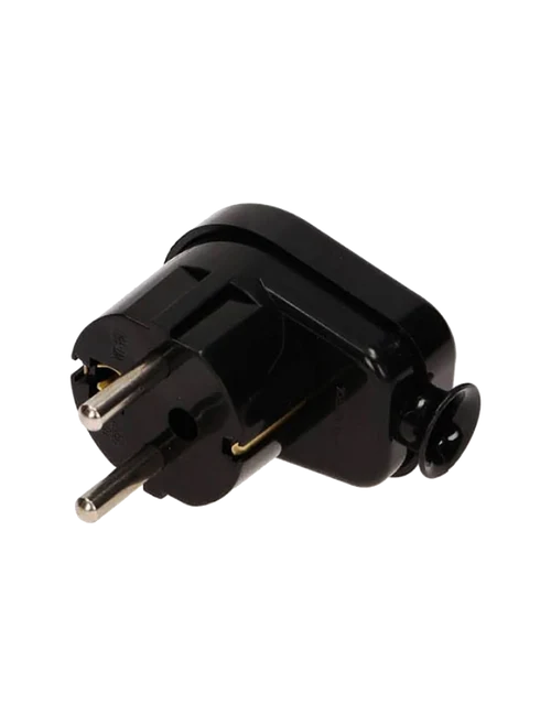 Угловая вилка с заземлением WT-16U CZ Uni-Schuko, 250V 16A черная 20шт/кор TIMEX