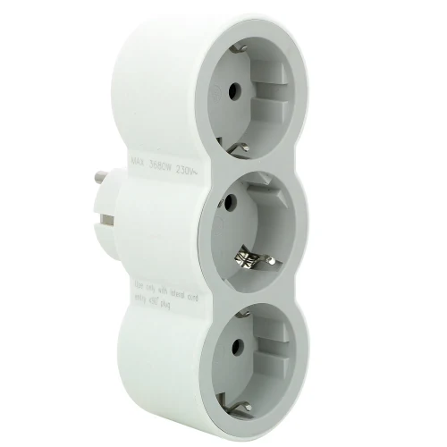 Bloc Priză triplă Frontală Standard 2P+T 16A alb-gri
