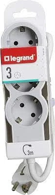 Мобильный многорозеточный блок стандартный 3x2P+E 3 м бело-серый