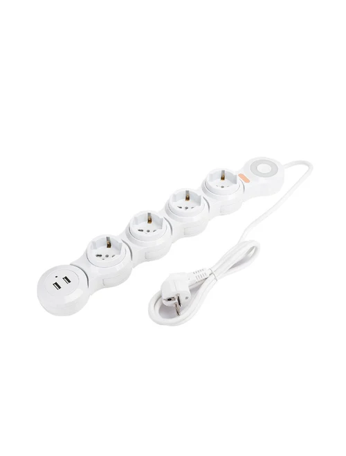 Удлинитель гибкий «Змейка» 4 розетки + 2 USB S12