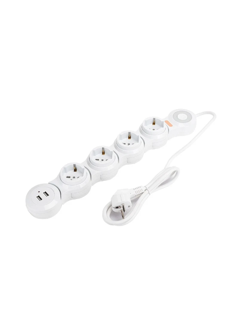 Удлинитель гибкий «Змейка» 4 розетки + 2 USB S12 3