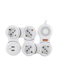 Удлинитель гибкий «Змейка» 4 розетки + 2 USB S12