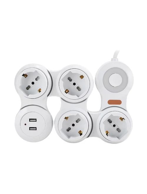 Удлинитель гибкий «Змейка» 4 розетки + 2 USB S12