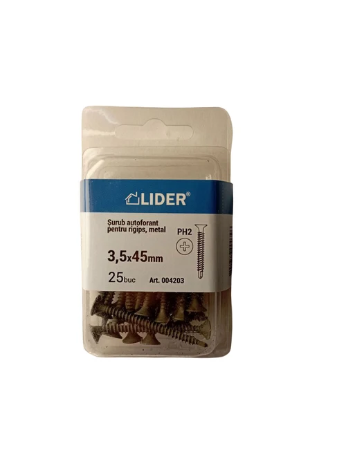 Șurub p/u rigips, met. 2,0mm 3,5x45 25buc 004203