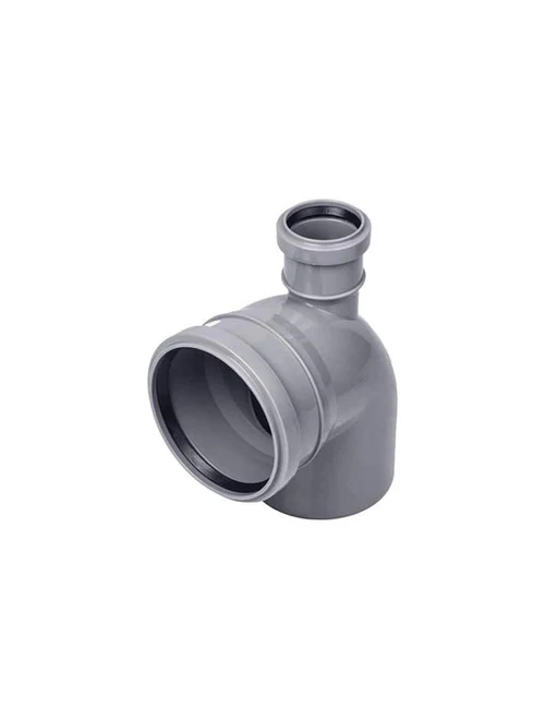 Проходной канализационный отвод PP d110×50/90°, серый Turplast-Bis