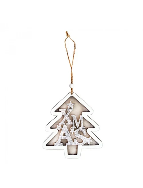 ** Decor Crăciun Led suspendabil Brad alb 12*12cm CM