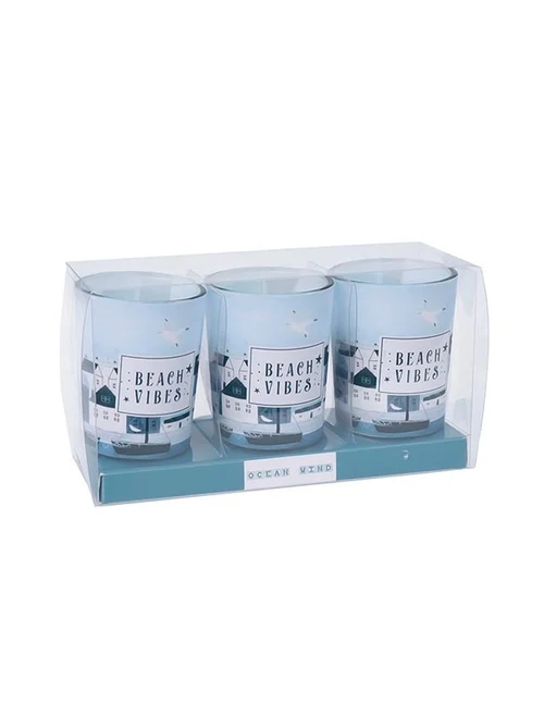 Set lumânări aromate în condelabru de sticlă 3buc 5x6cm, 3 arome