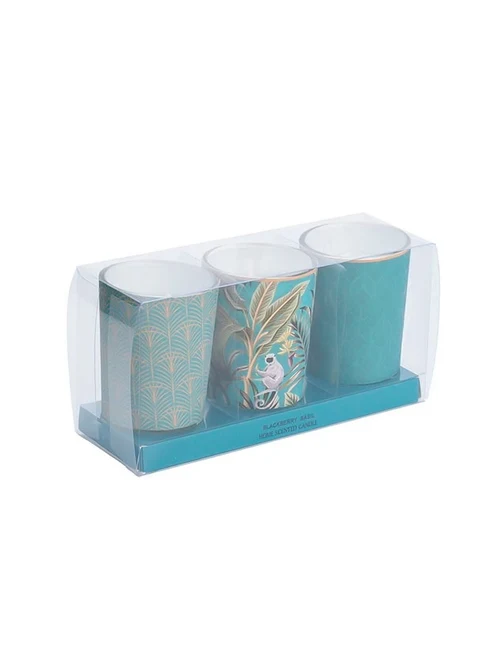 Set lumânări aromate în candelabru de sticlă 3buc 5x6cm, 4 arome