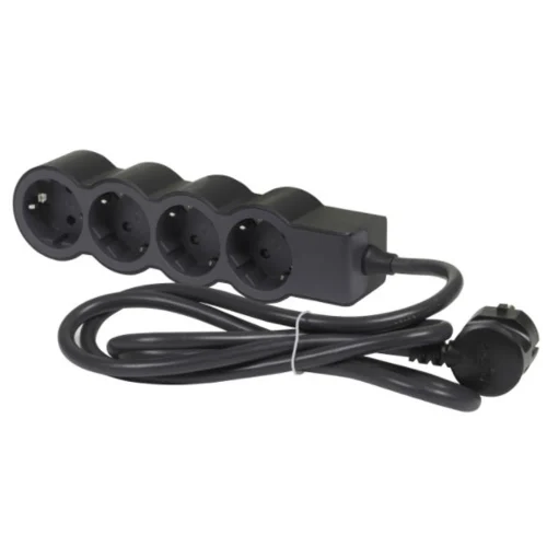 Мобильный стандартный многорозеточный блок 4x2P+E 1,5 м, черный