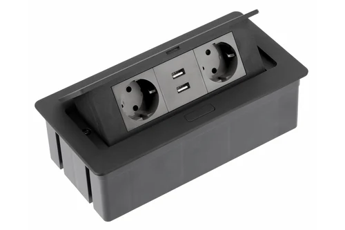 * Prelungitor 2 loc USB 2.1A fir cu fișă negru SCHUCKO GTV107