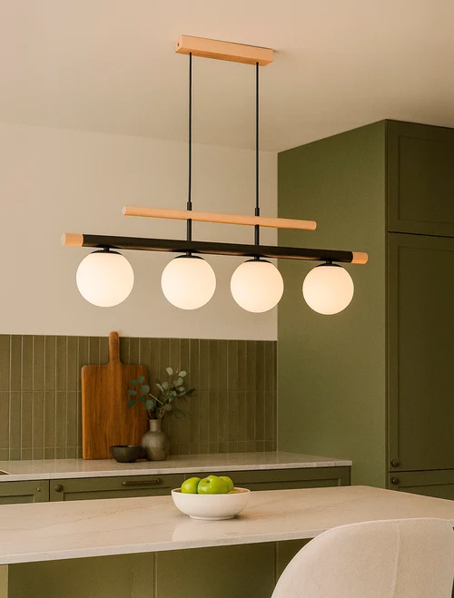Lustră TRENDY 4xE14 max 40W white+wood ALFA