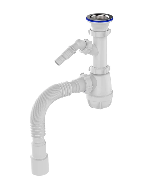 Сифон для кухонной мойки с гибким отводом (MS), 1 1/2" × 40/50, Nova 1048
