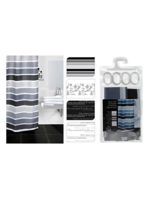 Штора для душа 180x200 см Bathroom, материал — полиэстер, цвет — черно-белый