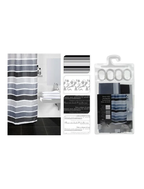 Штора для душа 180×180 см Bathroom, чёрно-белая, полиэстер