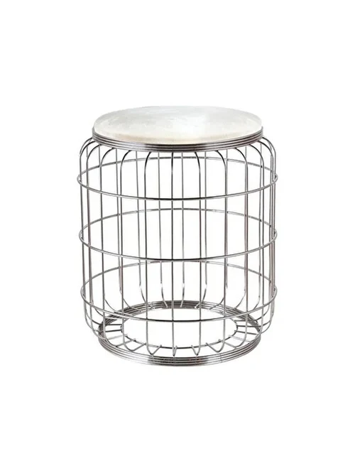 * Scaun puf CAMELLİA h47xd40 chrome+bej Begusa