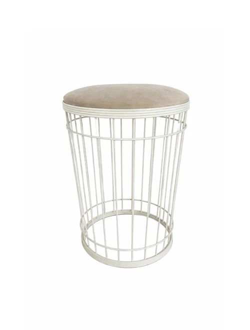 * Scaun puf SIMGE h47xd40 alb+alb Begusa