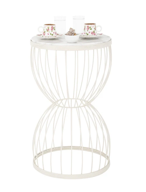 * Măsuță cafea VENEZIA h58xd34 crem+marmură Begusa