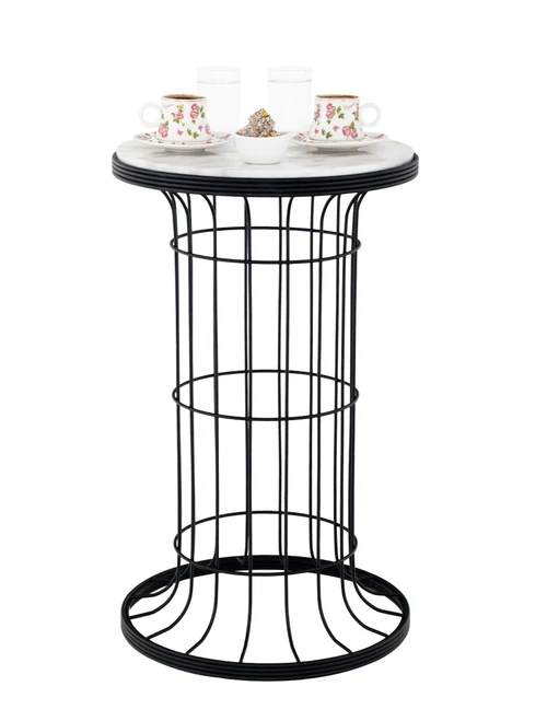 * Măsuță cafea CEMRE h58xd34 negru+marmură Begusa