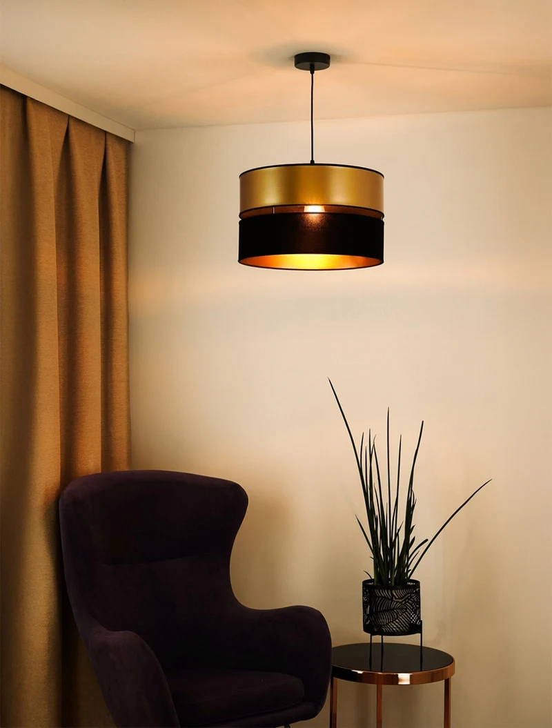 Lustră HILTON 1xE27 max 60W black+gold TK-LIGHT 3