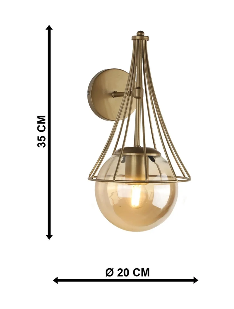Настенный светильник LAPIS 1xE27, макс. 60W, золотой + медовый, Begusa 3