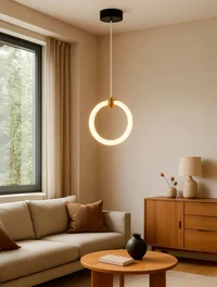 Suspensie LED FS-093-D200, 200x1500, 10W,3000K, black+gold LuminaLED 2