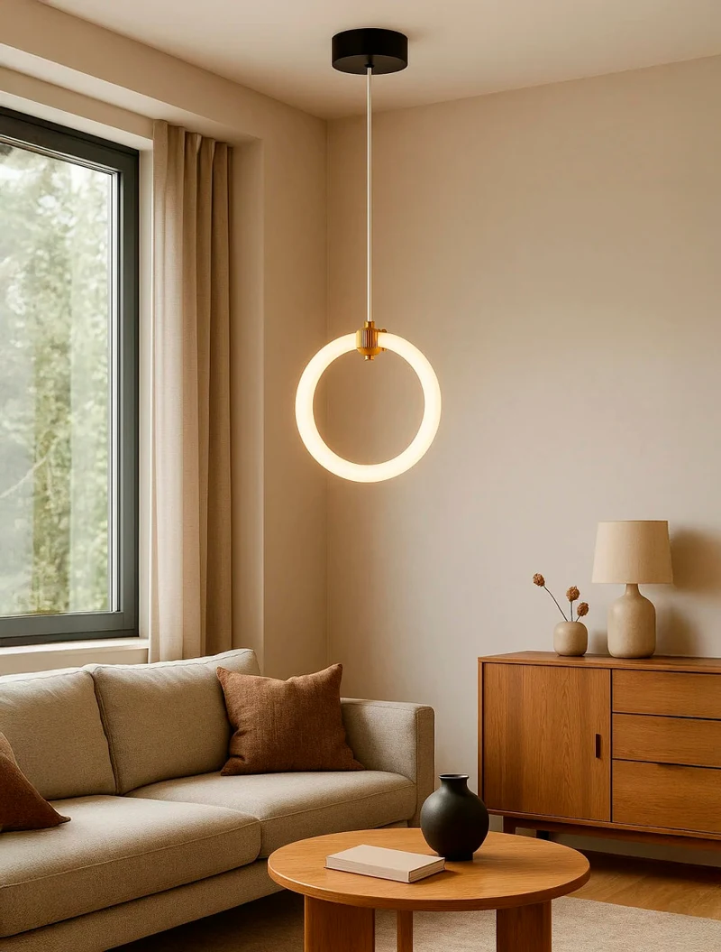 Suspensie LED FS-093-D200, 200x1500, 10W,3000K, black+gold LuminaLED 2
