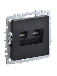 Priză dublă RJ11+RJ45 cat.5E РК/Т12-БрЧ neagră BRITE IEK