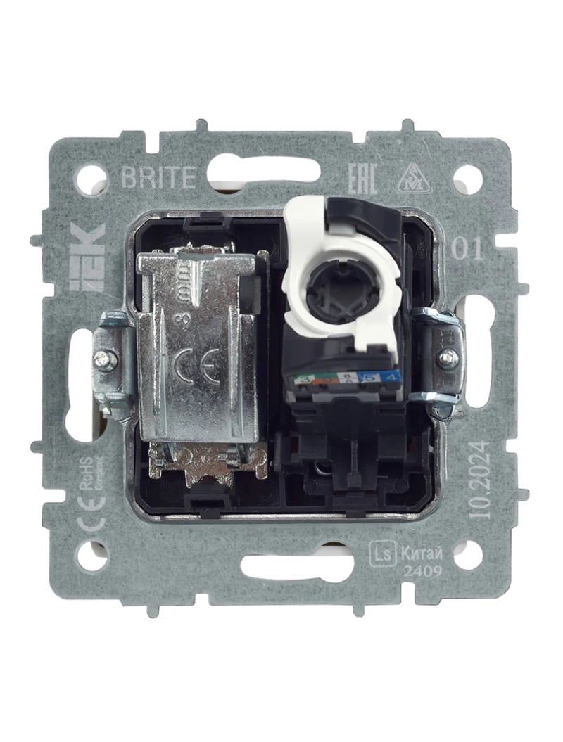 Priză dublă TV+RJ45 cat.5E РТВ/РК12-БрЧ neagră BRITE IEK 2