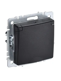 Priză cu împământare și capac de protecție 16А IP44 РСбш10-3-44-БрЧ neagră BRITE IEK