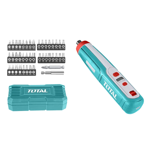 Șurubelniță cu acumulator 4V 1.3Ah+set Biți 40buc. Total TSDLI0403