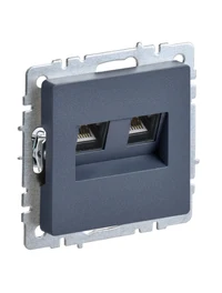 Розетка двойная RJ11+RJ45 кат.5E РК/Т12-БрМ маренго BRITE IEK