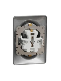 Priză dublă 2P+E+obtur aluminiu SDD313221 Sedna Noua 2