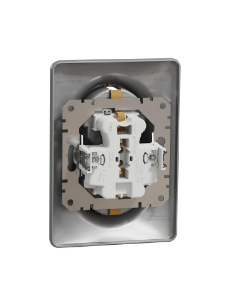 Priză dublă 2P+E+obtur aluminiu SDD313221 Sedna Noua 2