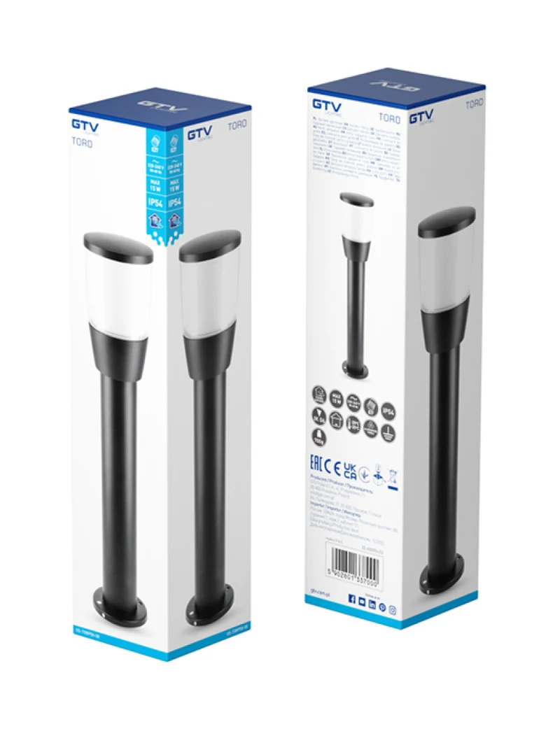 Садовая лампа TORO-P 50, макс. 15 Вт, E27, IP54, черная, GTV464 2