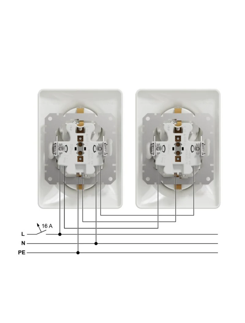 Двойная розетка 2P+E+антрацитовая вилка SDD314221 Sedna Noua 2