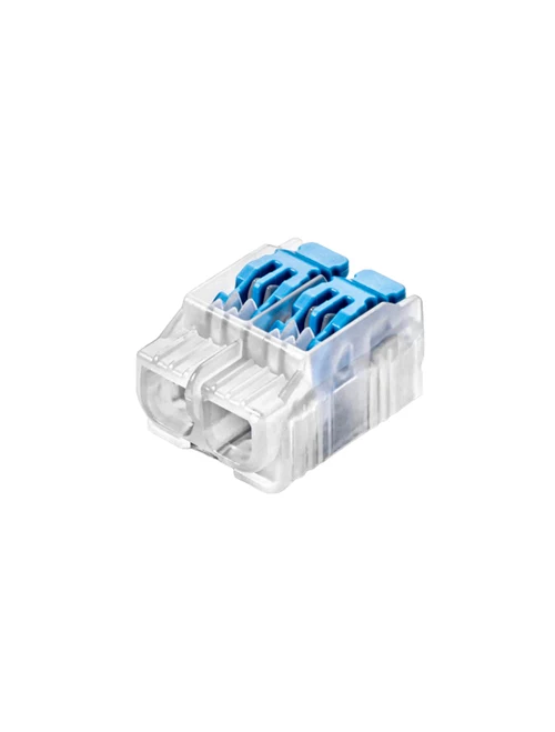 Conector cablu 0,2-4 mm² 2P 32A 450V SCL2 transparent / blue (40buc/cut)  Simet