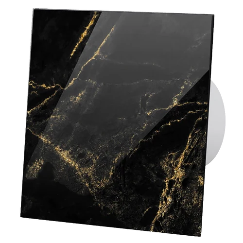 Панель 01-186, стекло, 175x175, для вентиляторов dRim 100/125, черно-золотой мрамор, AIRROXY