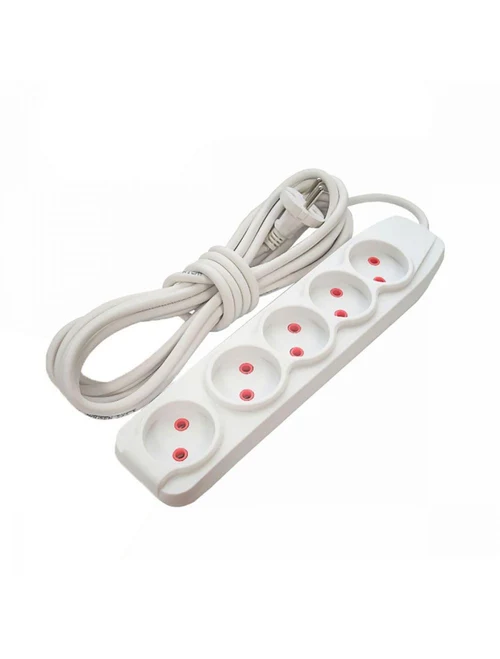 Prelungitor 5 prize 3m сu împământare alb 16A  220-250V NEOMAX