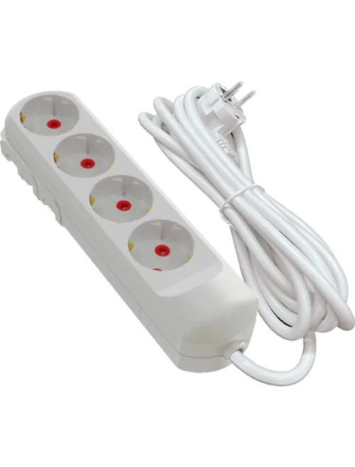Prelungitor 4 prize 5m сu împământare alb 16A  220-250V NEOMAX