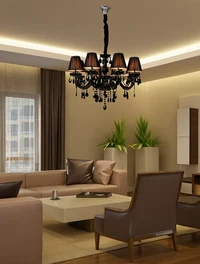 Lustră 8124-6B, 6xE14,D58xH55, Black Cryst+ Black Glass+Chrome LuminaLED 2