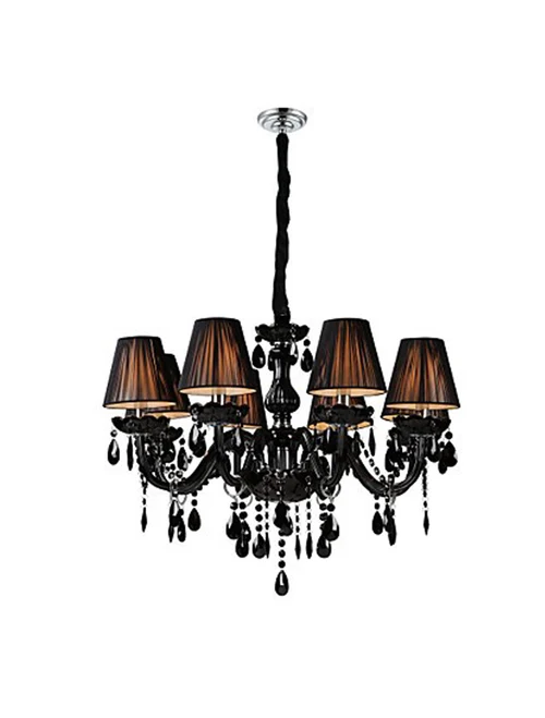 Lustră 8124-8B, 8xE14, D68xH55, Black Cryst+ Black Glass+Chrome LuminaLED