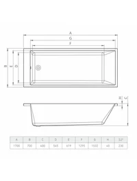 114222 Cadă acril 1700x700 Bonito Home Grande 2 4