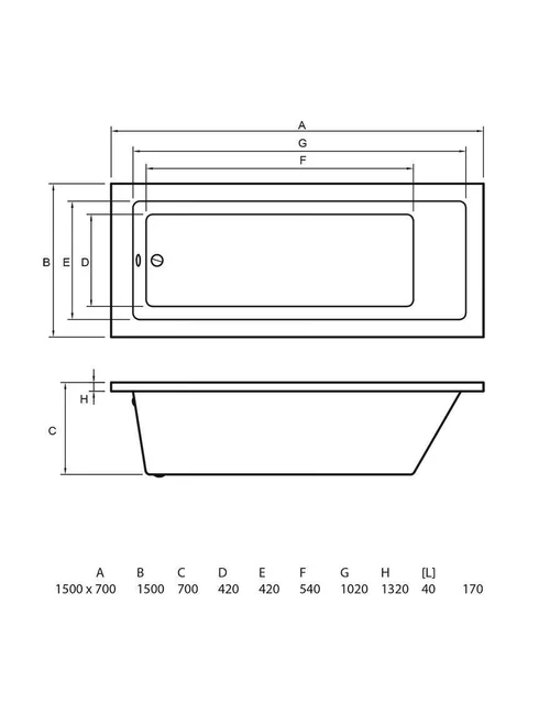 114228 Cadă acril 1500x700 Bonito Home Delia