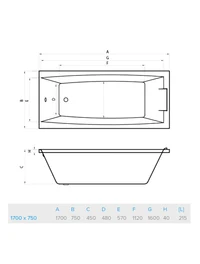 80605 Cadă acril 1700x750 Bonito Home Lita 4