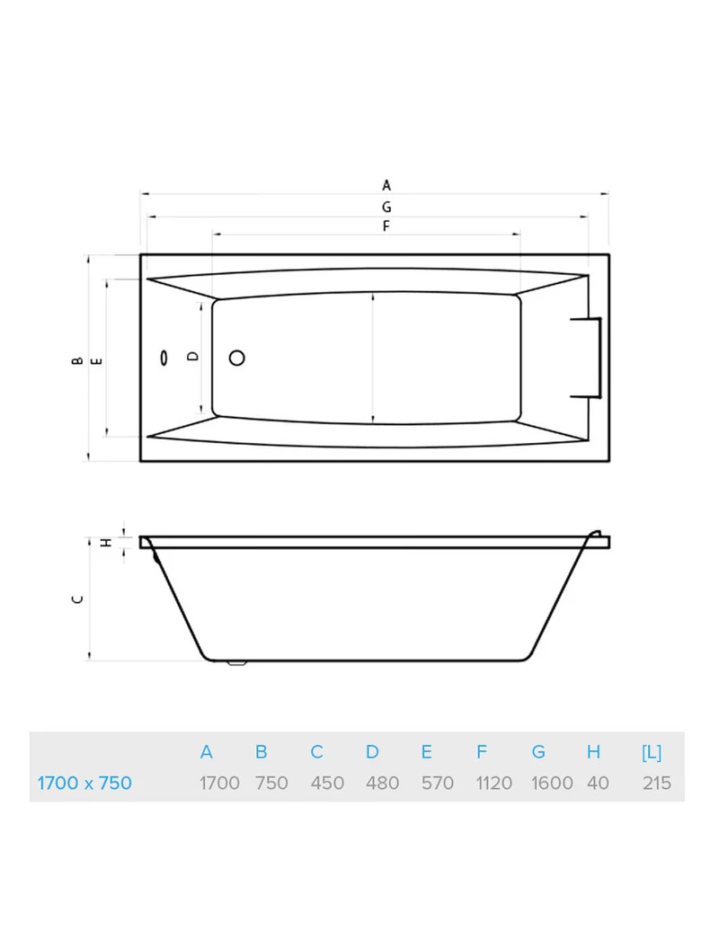 80605 Cadă acril 1700x750 Bonito Home Lita 4